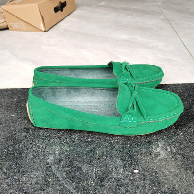 Retro loafersy z kokardą, buty wsuwane z okrągłym noskiem