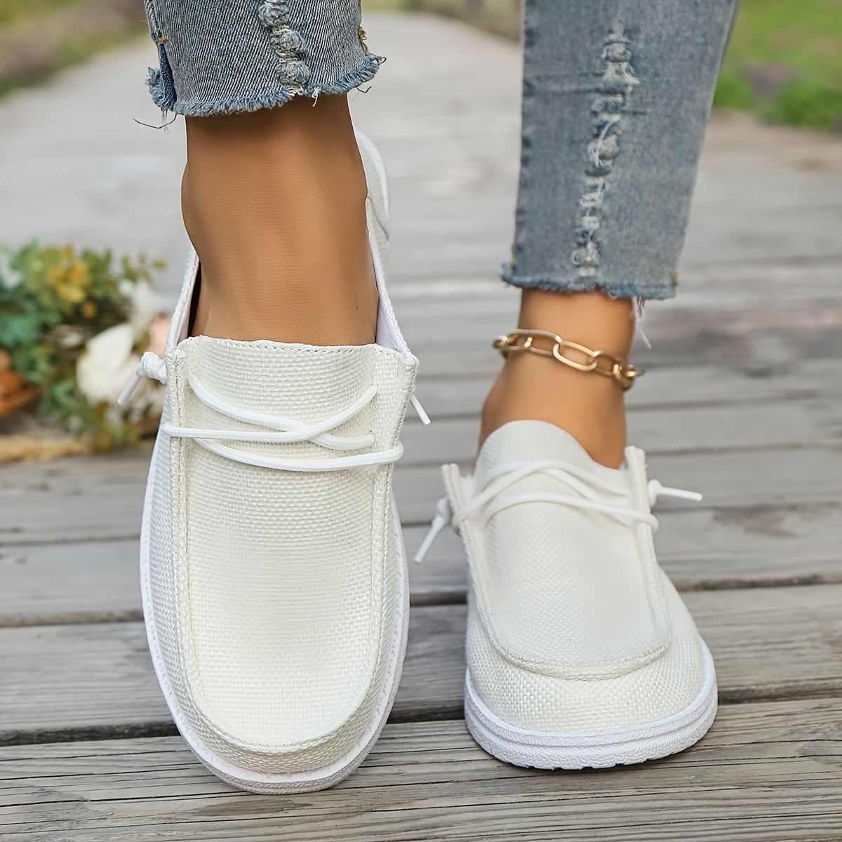 Letnie loafersy damskie - wygodne wsuwane buty płócienne z miękką podeszwą