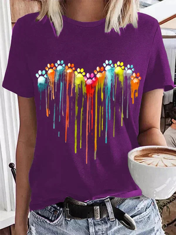 T-shirt Izabelli z kolorowym wzorem psa