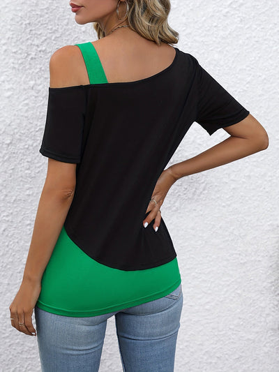 T-shirt damski na lato, wygodny, casualowy top wykonany z poliestru