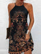 Boho Halter Maxi Dress Czarna letnia sukienka z kwiatowym nadrukiem