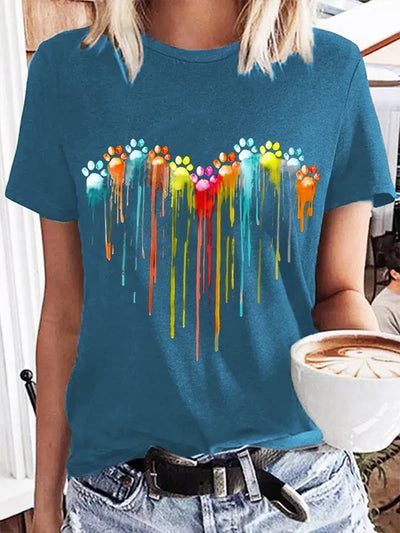 T-shirt Izabelli z kolorowym wzorem psa