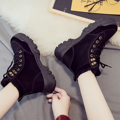 Aneta - Sznurowane Wysokie Miękkie Buty Zimowe Damskie