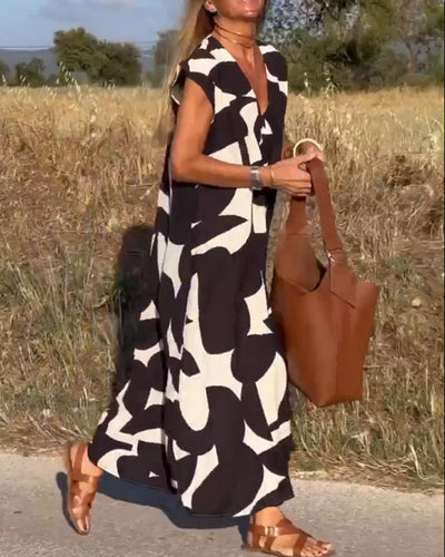 Sukienka z nadrukiem Mirabella™ V-Neck: Eksplozja stylu i elegancji!