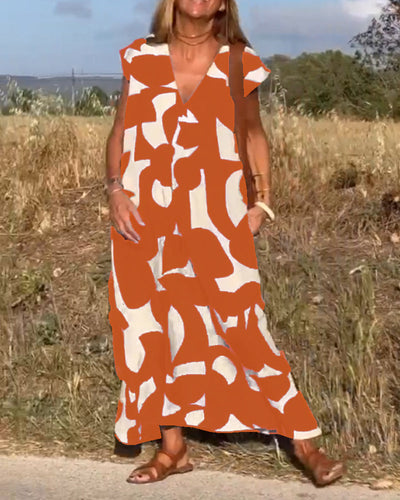 Sukienka z nadrukiem Mirabella™ V-Neck: Eksplozja stylu i elegancji!