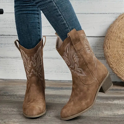 Blythe - Damskie kowbojskie buty w stylu retro w stylu western