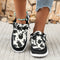 Letnie loafersy damskie - lekkie buty wsuwane z krowim wzorem