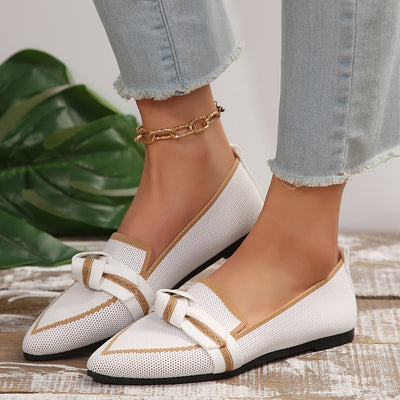 Knot Design Flats, oddychające baleriny wsuwane z spiczastymi palcami