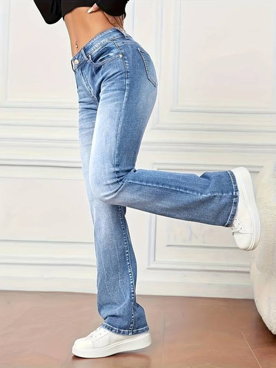 Rozkloszowane jeansy w stylu vintage ze stretchem