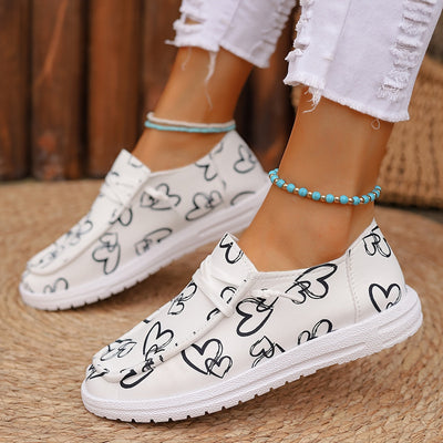 Damskie wsuwane mokasyny - lekkie i wygodne buty codzienne z wzorem serca