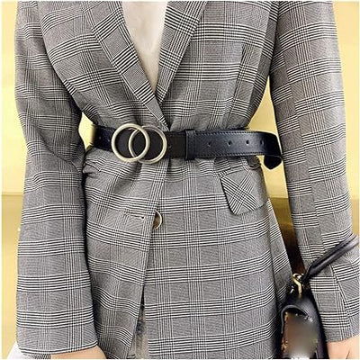 Aria - Elegancki damski pasek skórzany ze stylową klamrą O-ring