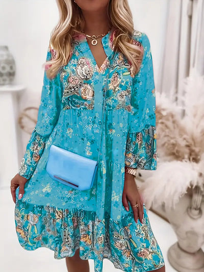 Meadow - Letnia sukienka boho z falbaną w kwiatowy wzór