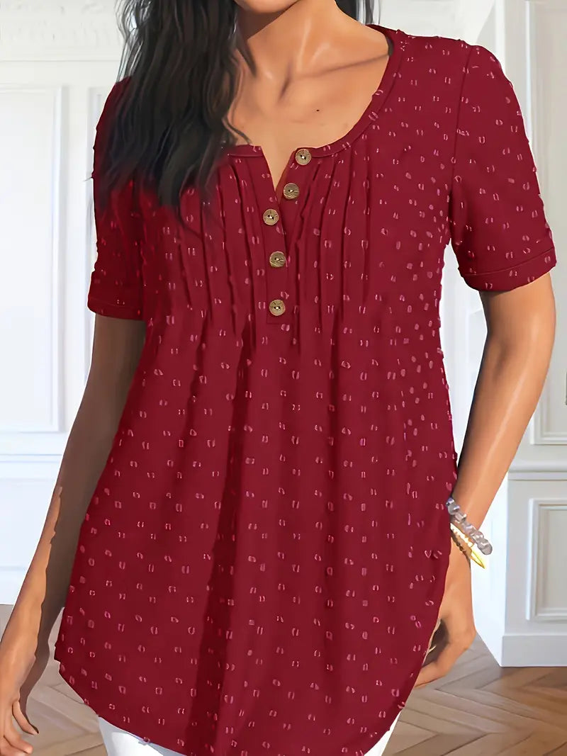 Elegancka szwajcarska bluzka Henley z krótkim rękawem do noszenia w czasie wolnym