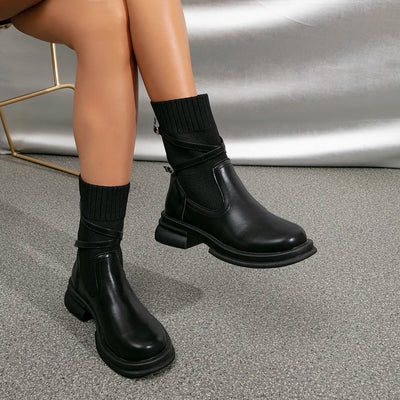 Heike - Modne buty na średnim obcasie z okrągłym noskiem i jedną klamrą