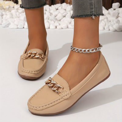 Loafersy z łańcuszkiem - Lekkie buty wsuwane z okrągłym noskiem