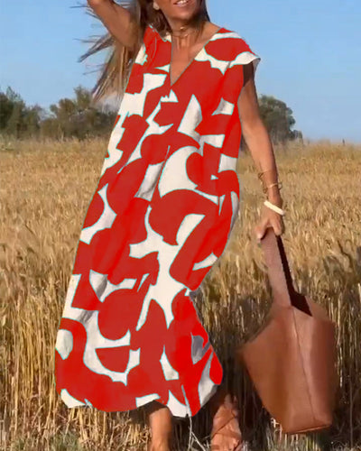 Sukienka z nadrukiem Mirabella™ V-Neck: Eksplozja stylu i elegancji!