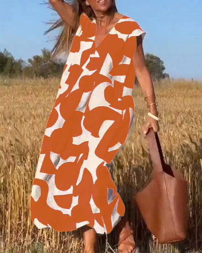 Sukienka z nadrukiem Mirabella™ V-Neck: Eksplozja stylu i elegancji!