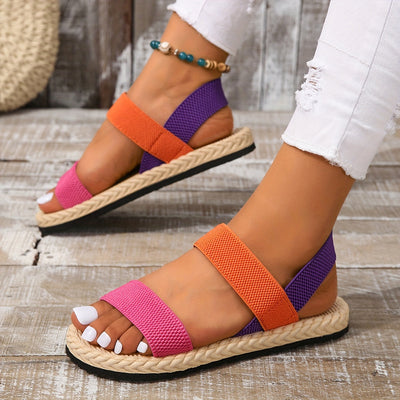 Otwarte palce u stóp, sprężyste paski, naśladowanie Espadrille Sole, buty plażowe