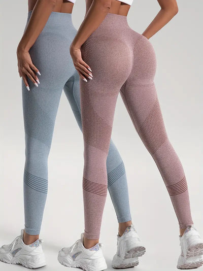 Dahlia - 2 szt. Legginsy sportowe do jogi i fitness w jednolitym kolorze o wysokiej rozciągliwości