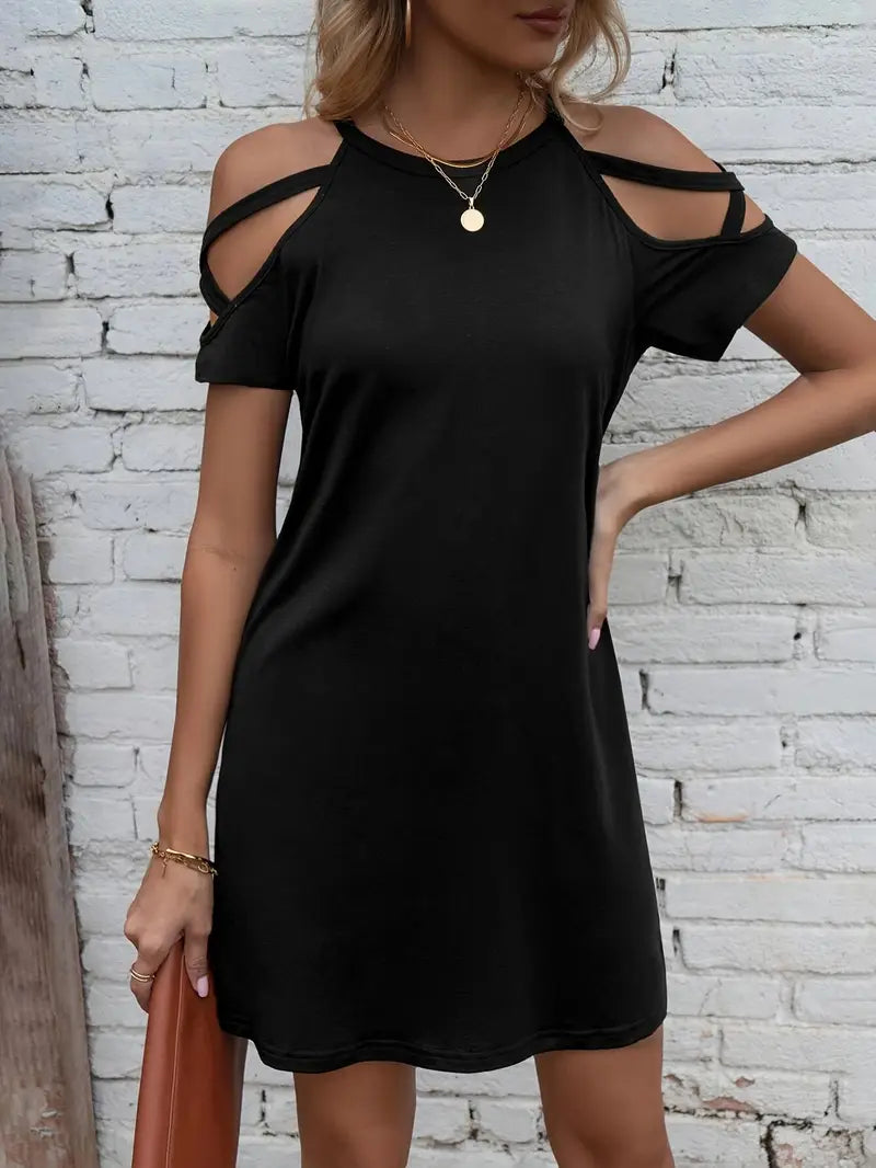 Czarna sukienka casualowa dla kobiet Elegancka i modna sukienka modowa
