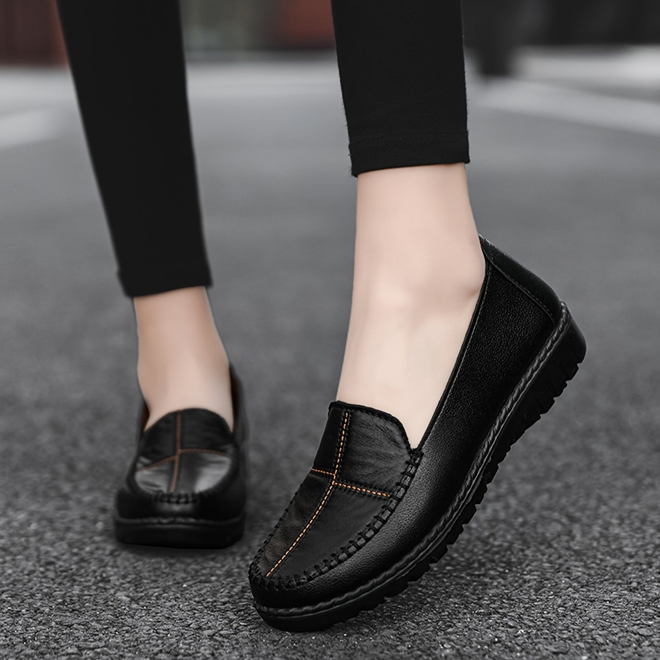 Damskie wsuwane loafersy, miękka podeszwa, antypoślizgowe płaskie buty