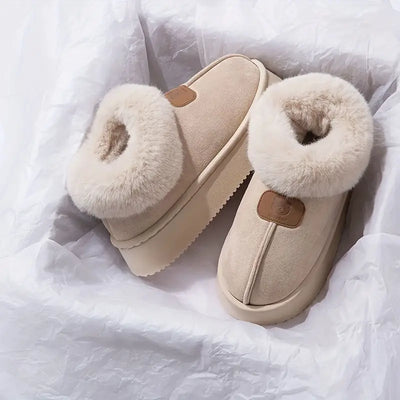 Damskie buty zimowe - wyściełane polarem z motywem misia z kreskówki