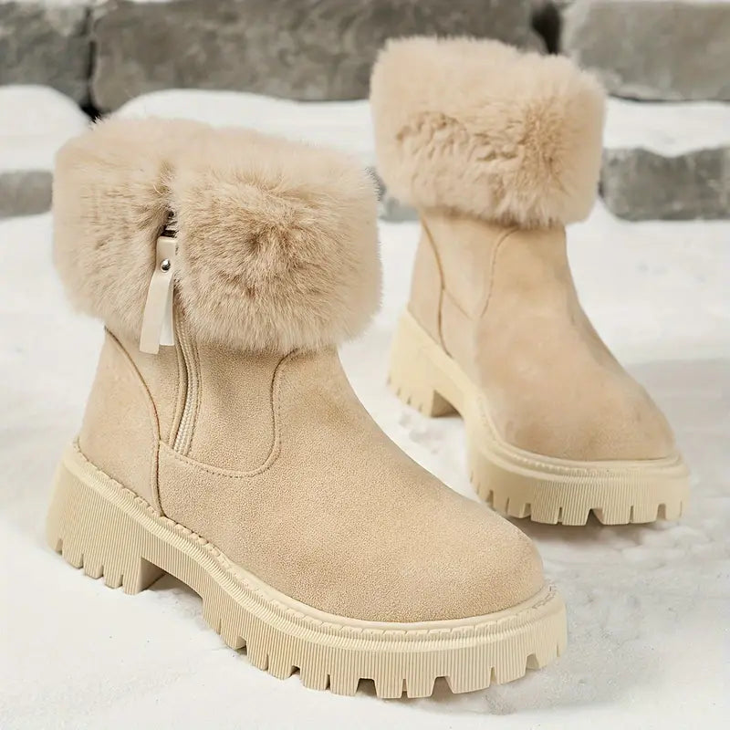 Damskie buty zimowe - polarowa podszewka, gruba gumowa podeszwa, wygoda