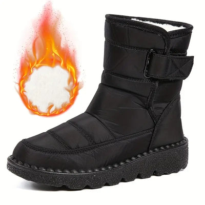 Damskie buty zimowe z wysoką cholewką - wodoodporne, z ciepłą futrzaną podszewką