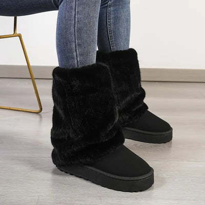 Damskie buty zimowe - antypoślizgowe buty średniej wysokości z pluszową podszewką