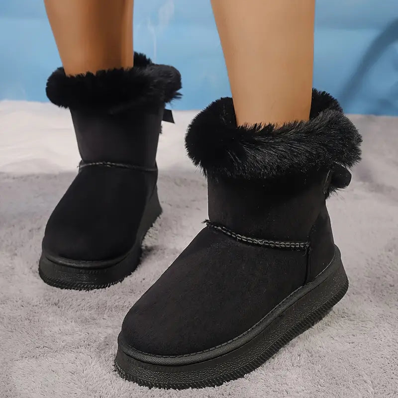 Damskie buty zimowe - do połowy łydki, z podszewką ze sztucznego futra, gruba podeszwa