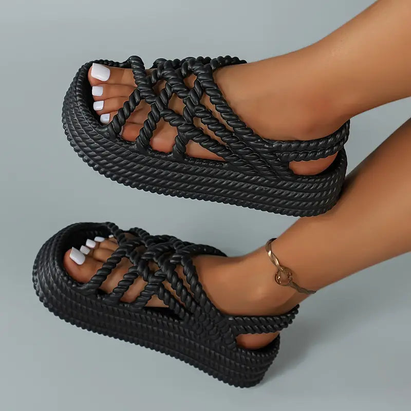 Kolorowe letnie buty na platformie z odkrytymi palcami