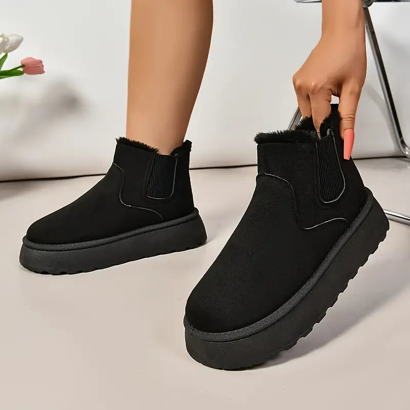 Damskie buty zimowe - wyściełane polarem, wsuwane, przytulne
