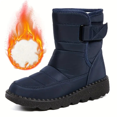 Damskie buty zimowe z wysoką cholewką - wodoodporne, z ciepłą futrzaną podszewką