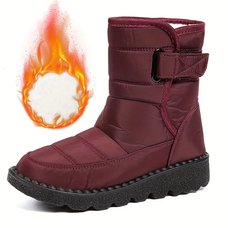 Damskie buty zimowe z wysoką cholewką - wodoodporne, z ciepłą futrzaną podszewką