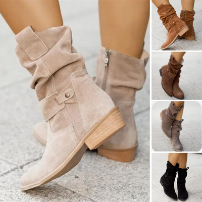 avice - casualowe buty na niskim obcasie, okrągłe, sztuczne buty w dużych rozmiarach