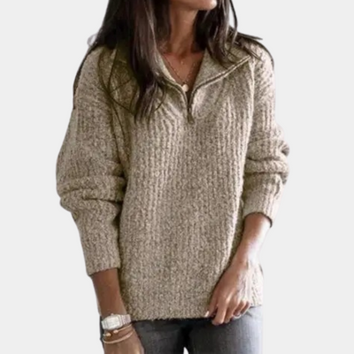 Adrianna - Elegancki Sweter Damski z Półzamkiem