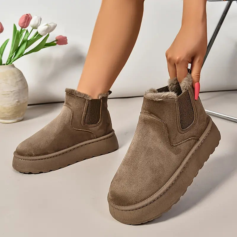 Damskie buty zimowe - wyściełane polarem, wsuwane, przytulne