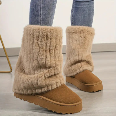 Damskie buty zimowe - antypoślizgowe buty średniej wysokości z pluszową podszewką