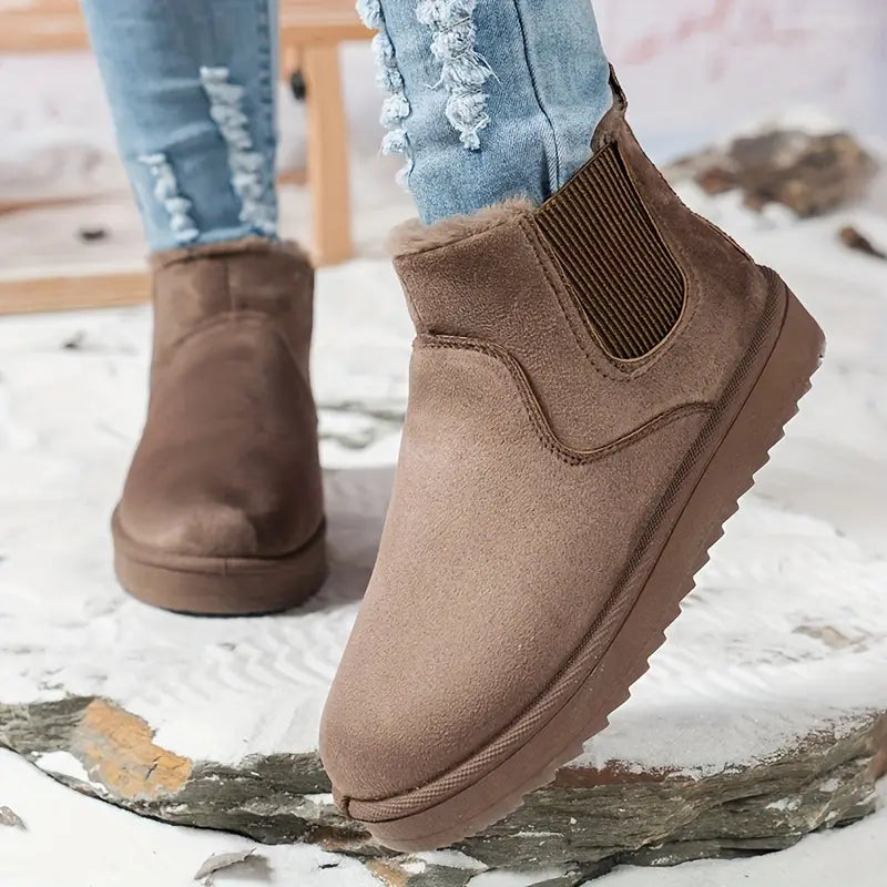 Damskie buty zimowe - Ciepła podszewka, Gruba podeszwa, Solidne krótkie buty