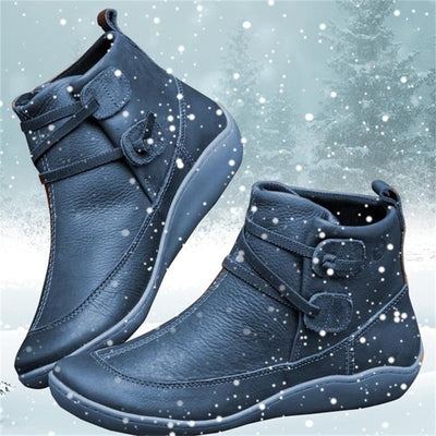 Groovywish Damskie botki śniegowe Wodoodporne skórzane buty