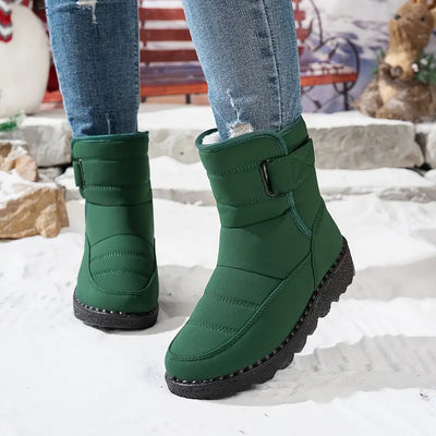 Damskie buty zimowe - ciepłe, antypoślizgowe, wyściełane pluszem, zapinane na rzepy