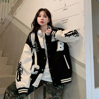 Willeke - Oversizowa damska kurtka bejsbolówka bomber w stylu vintage