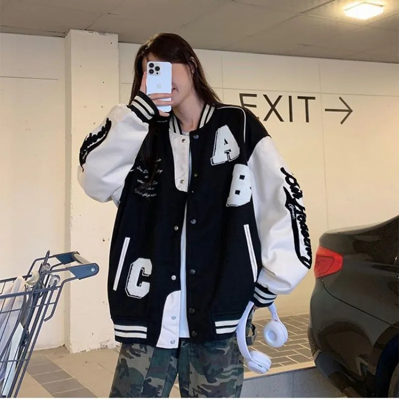 Willeke - Oversizowa damska kurtka bejsbolówka bomber w stylu vintage