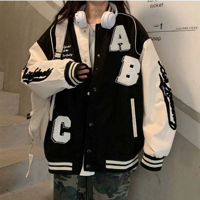 Willeke - Oversizowa damska kurtka bejsbolówka bomber w stylu vintage