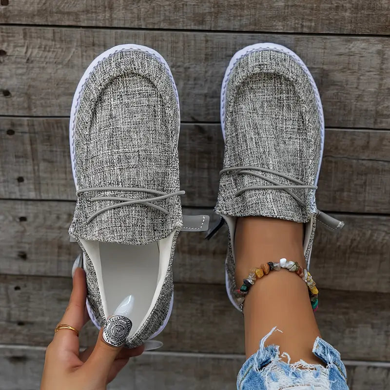 Damskie wsuwane loafersy - wygodne buty letnie wykonane z płótna