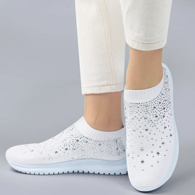 Damskie Sportowe Buty Wsuwane z Ozdobnymi Kryształkami
