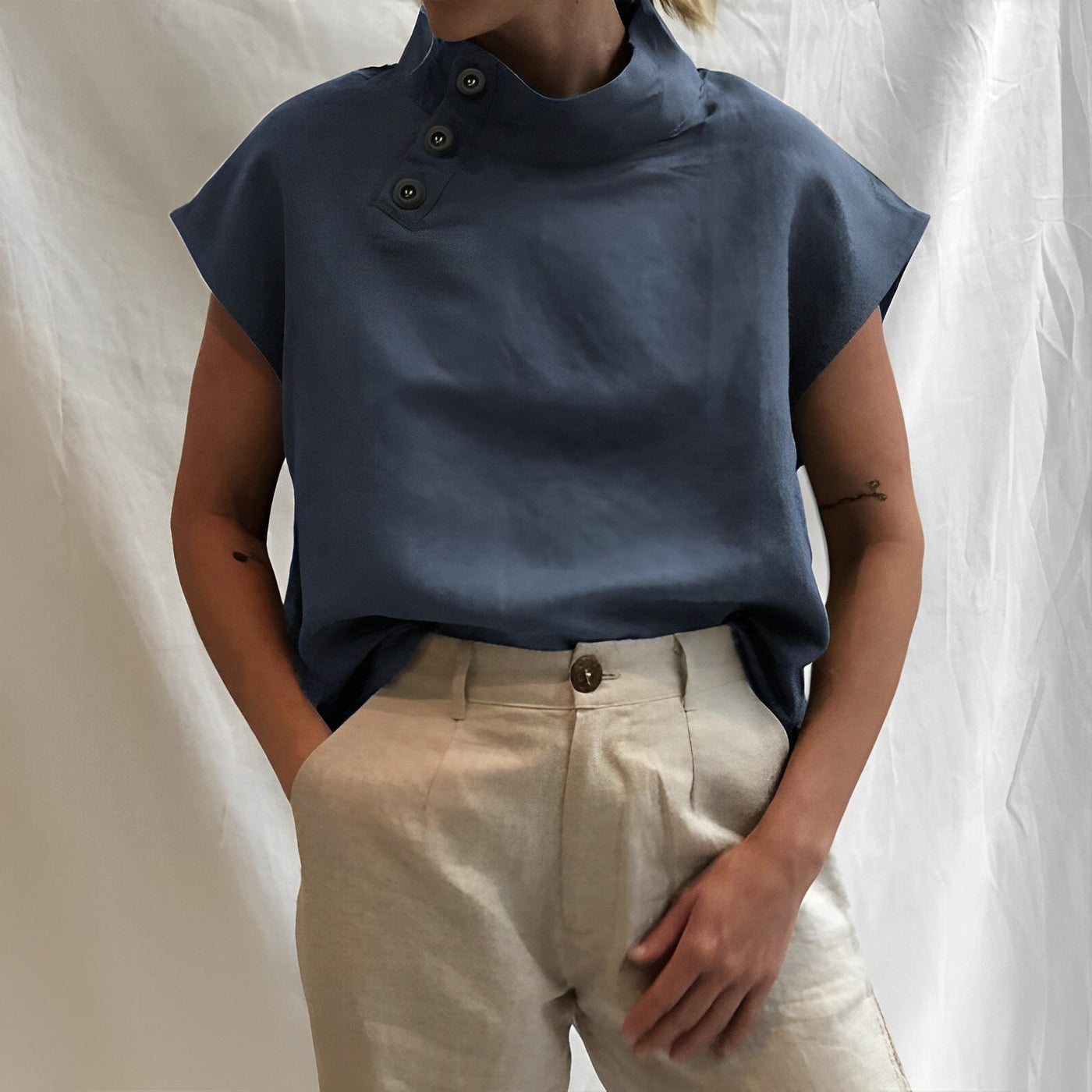 Letnia bluzka damska w stylu vintage - fioletowa