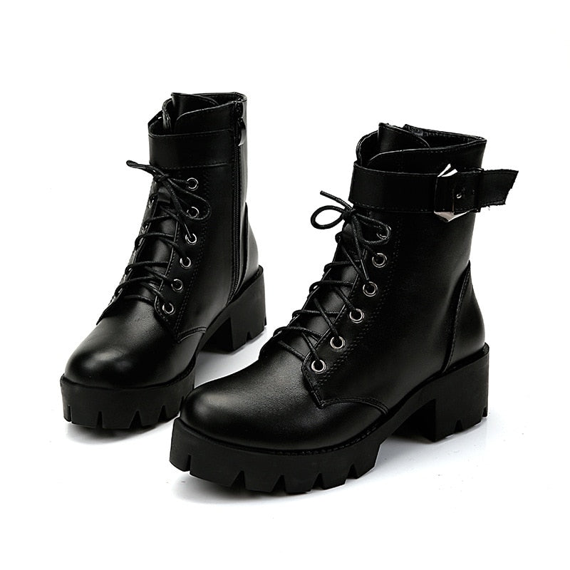 Skórzane buty na platformie Recibis