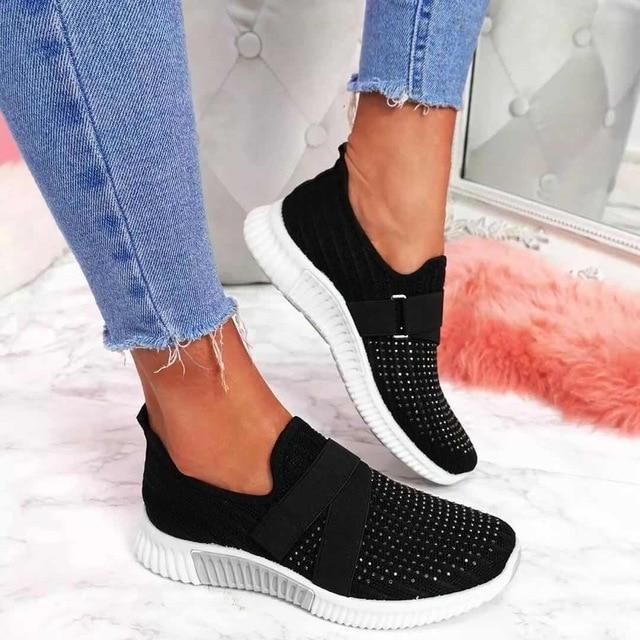 Agnieszka - Damskie Sneakersy Slip-On z Rzepem