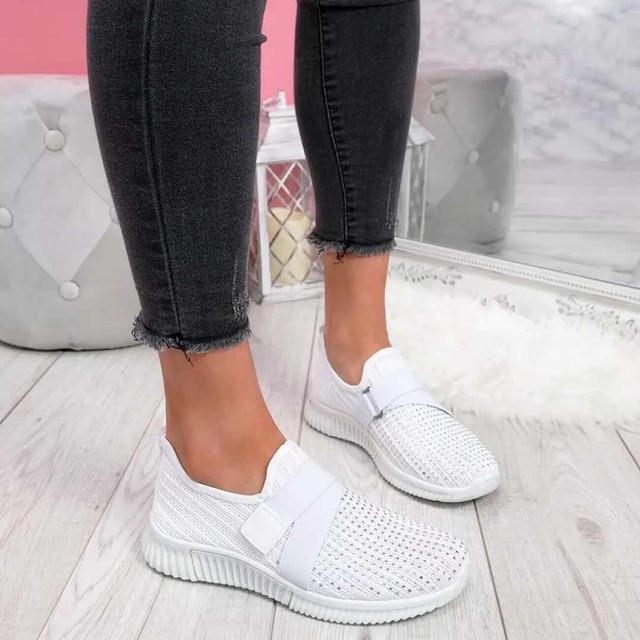 Agnieszka - Damskie Sneakersy Slip-On z Rzepem